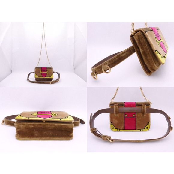 Prada Waist Shoulder Velvet Brown Multicolor Bag Bag - Picture 1 of 3